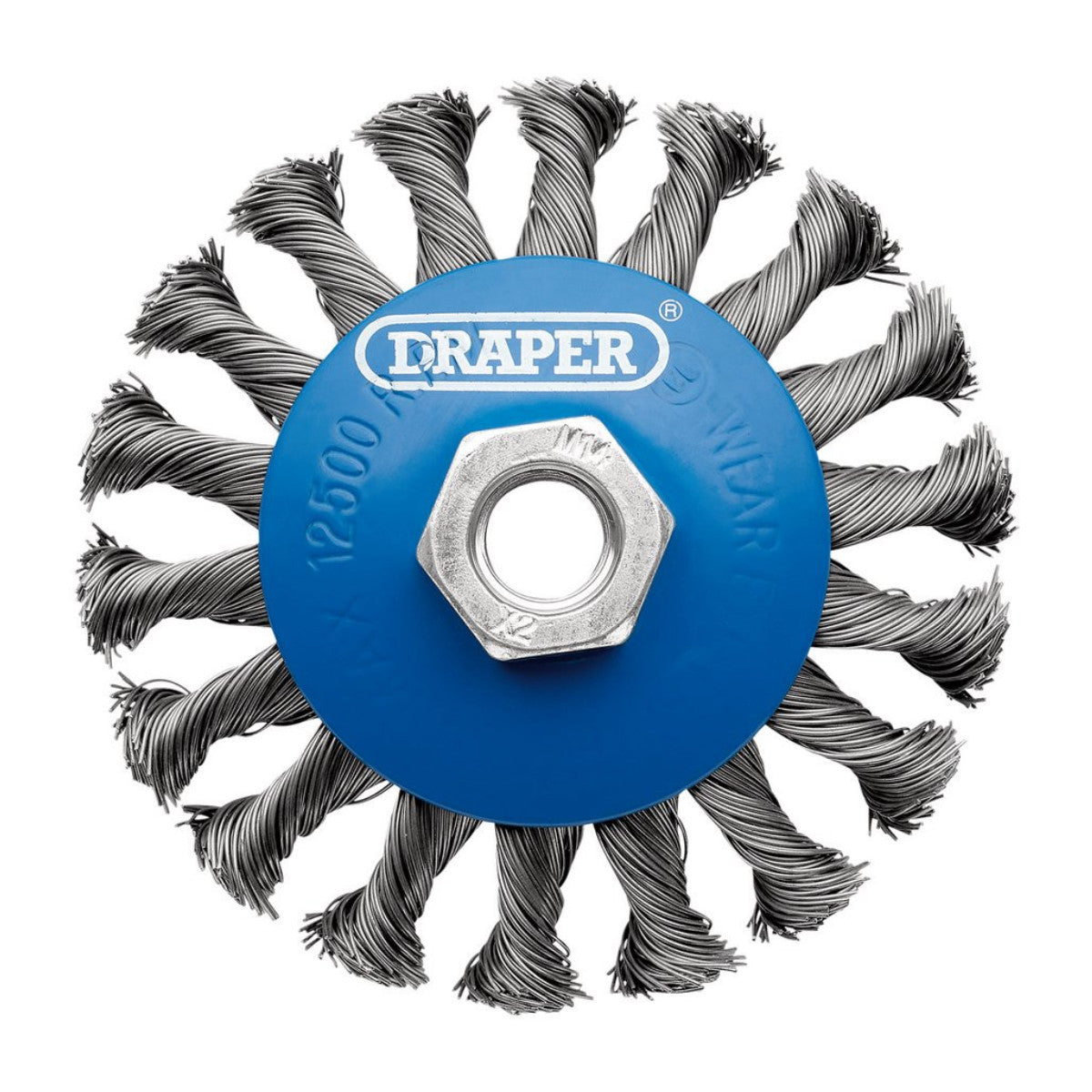 Draper Steel Bevelled Twist-Knot Wire Wheel Brush, 100mm, M14 08062