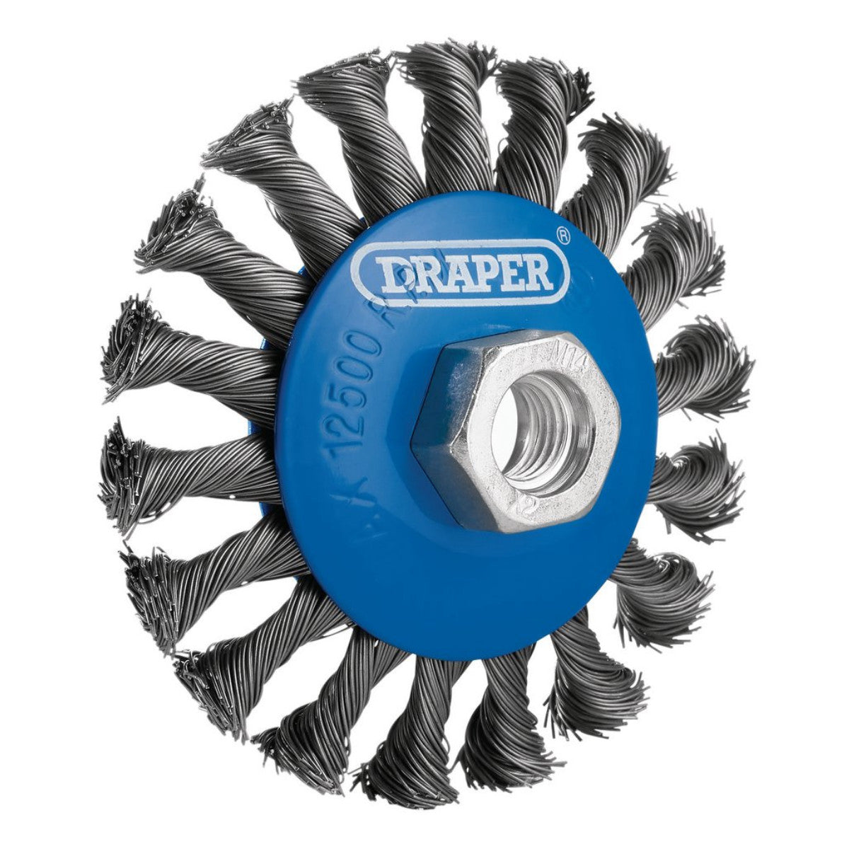 Draper Steel Bevelled Twist-Knot Wire Wheel Brush, 100mm, M14 08062