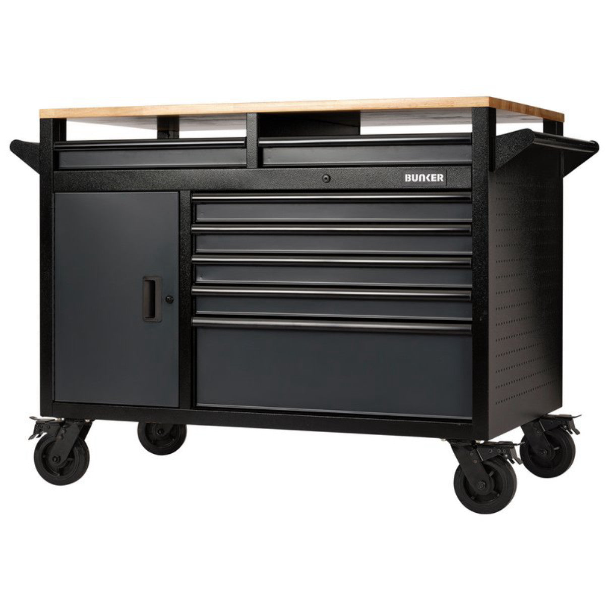 Bunker 14 Drawer Multi-Functional Workbench Roller Tool Cabinet, 48", Grey 08251