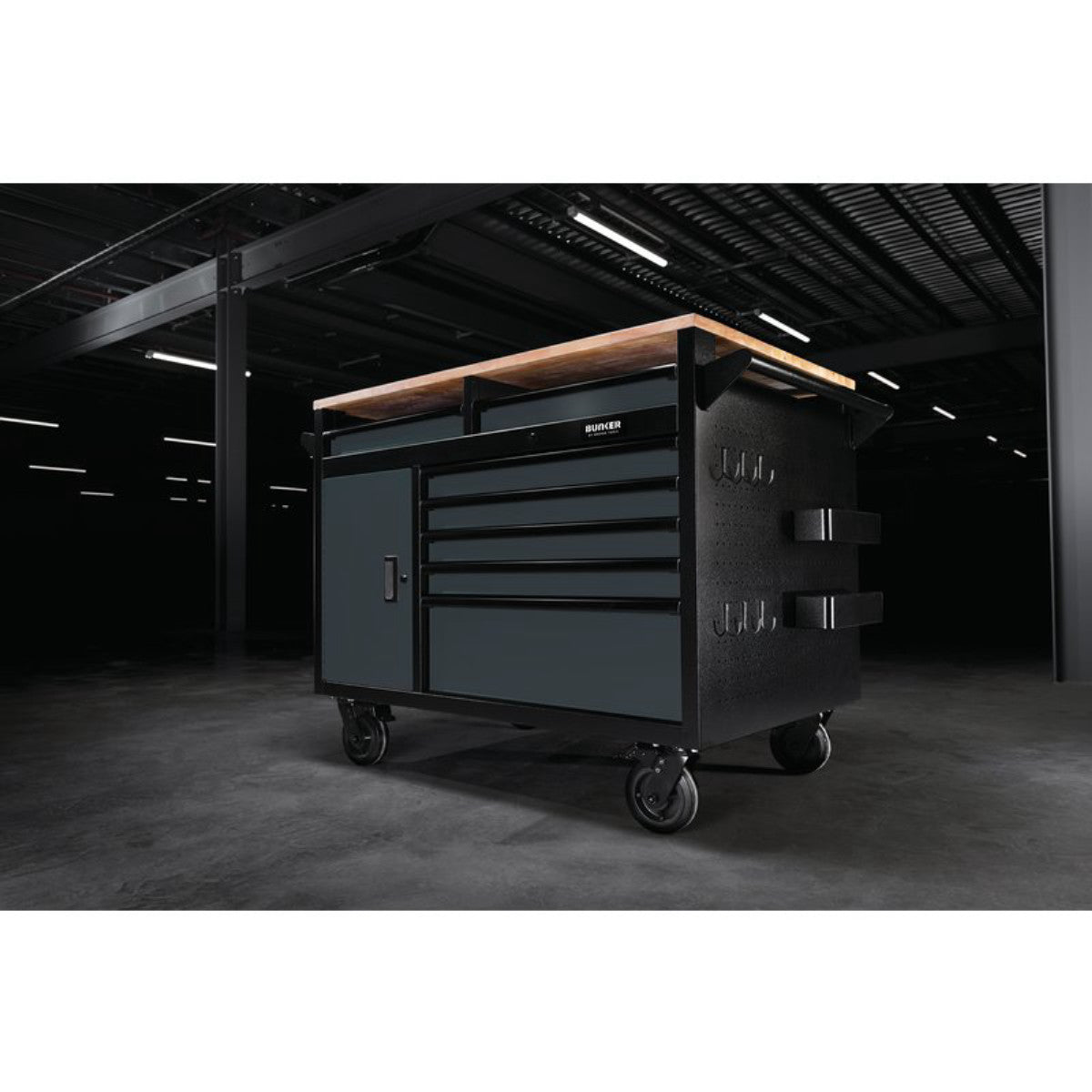 Bunker 14 Drawer Multi-Functional Workbench Roller Tool Cabinet, 48", Grey 08251