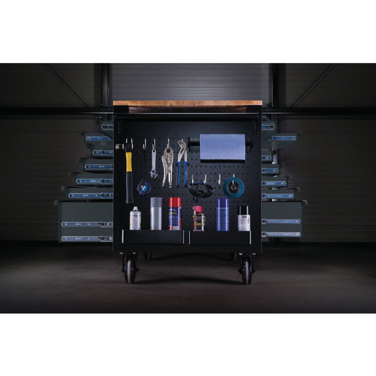 Bunker 14 Drawer Multi-Functional Workbench Roller Tool Cabinet, 48", Grey 08251