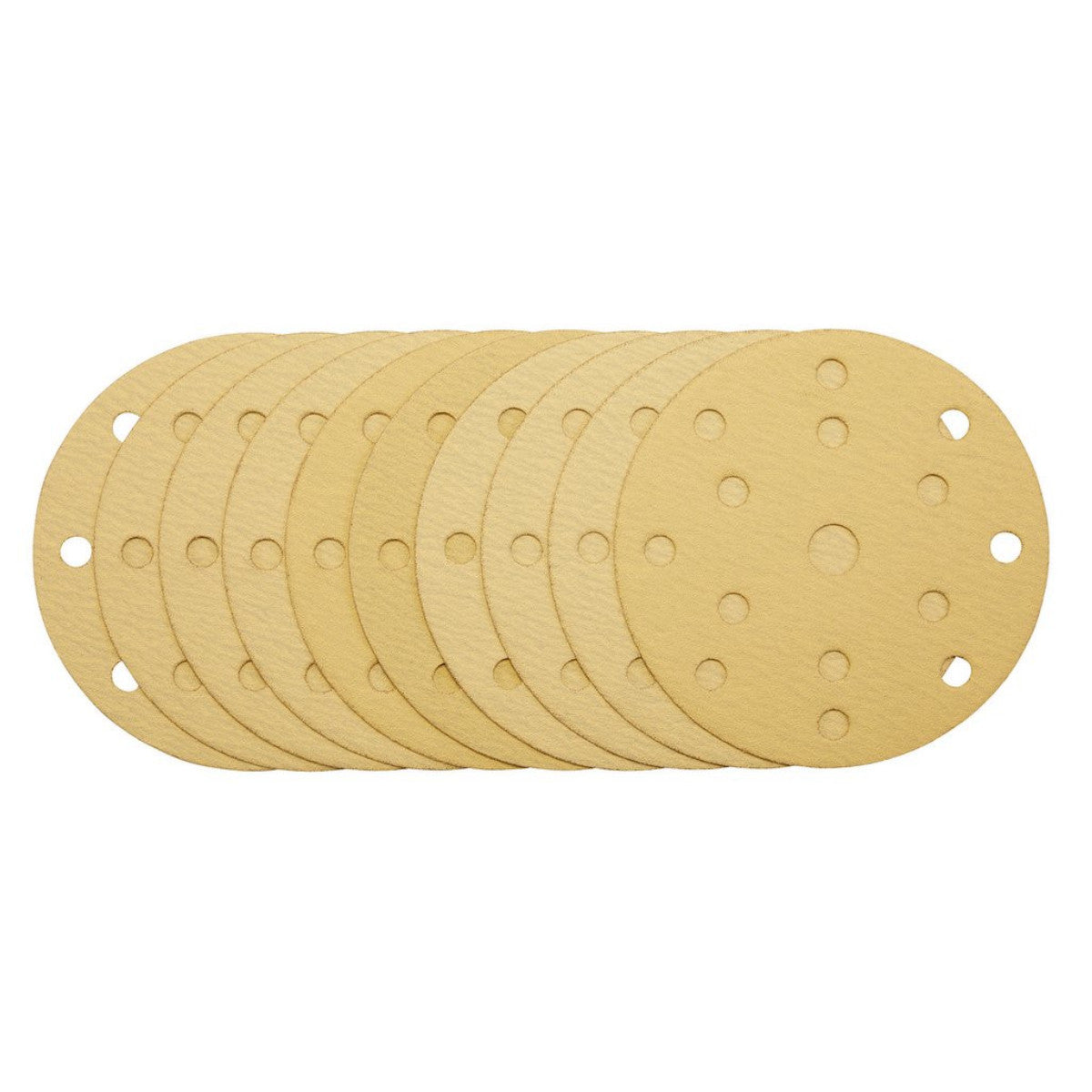 Draper Gold Sanding Discs with Hook & Loop, 150mm, 120 Grit, 15 Dust Extraction Holes (Pack of 10) 08473
