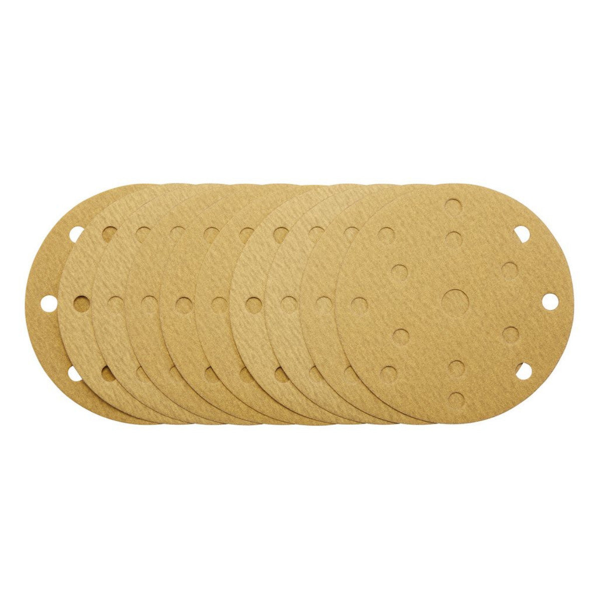 Draper Gold Sanding Discs with Hook & Loop, 150mm, 180 Grit, 15 Dust Extraction Holes (Pack of 10) 08475