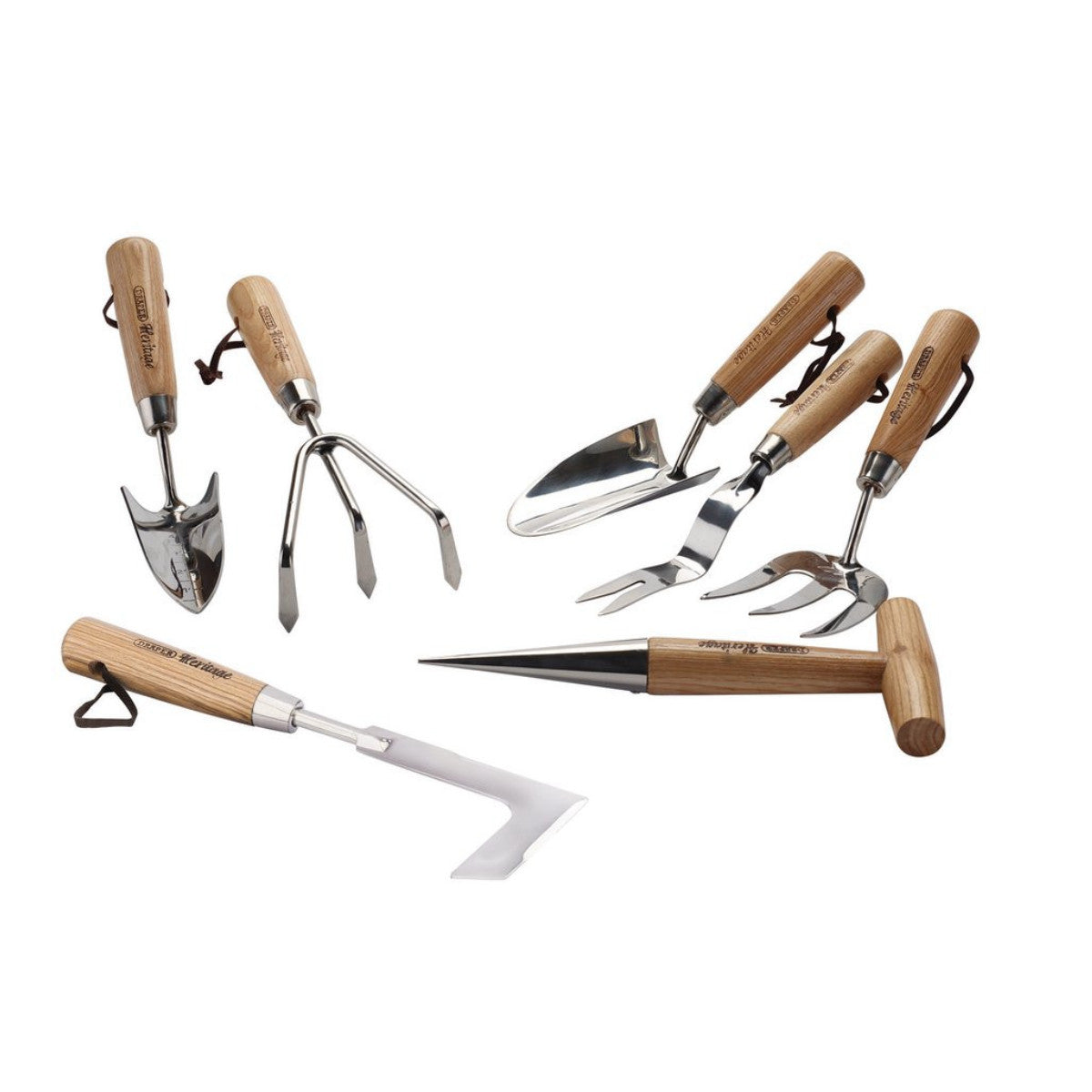 Draper Heritage Stainless Steel Garden Tool Set with Ash Handles (7 Piece) 09000