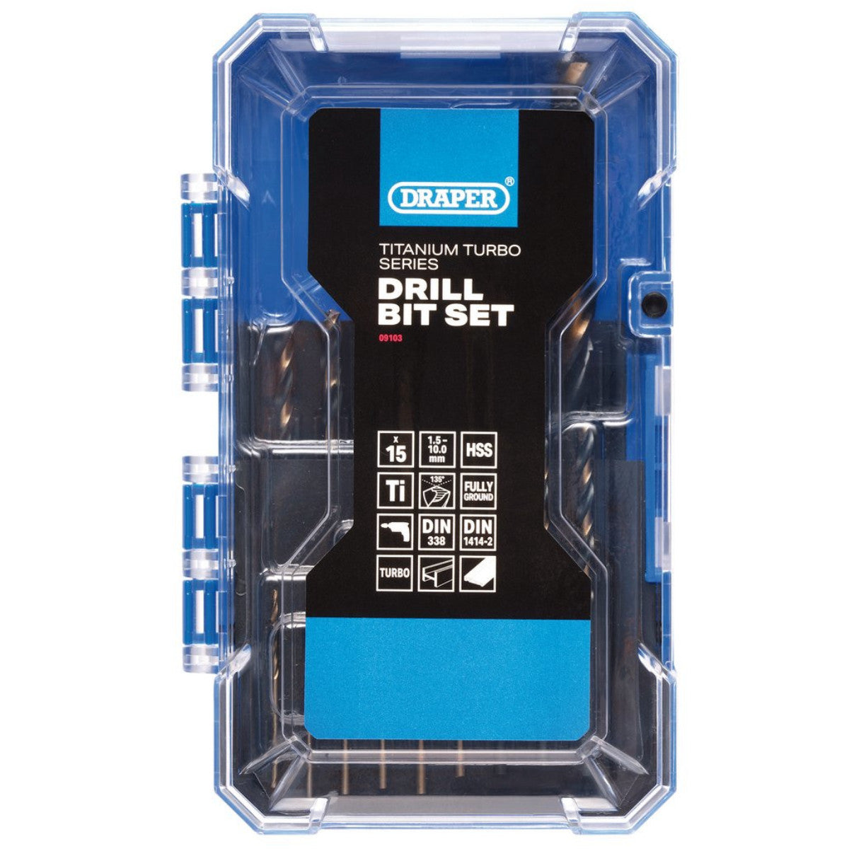 Draper HSS Turbo Titanium Drill Bit Set (15 Piece) 09103