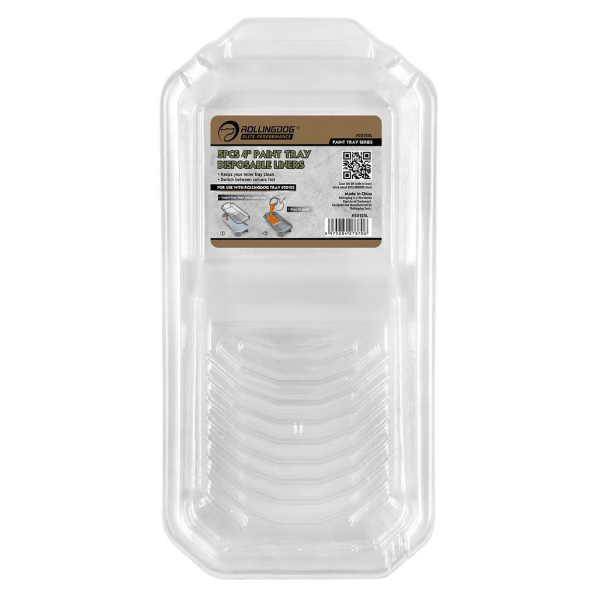Rollingdog Paint Tray Liners, 4"/100mm (Pack of 5) 09355