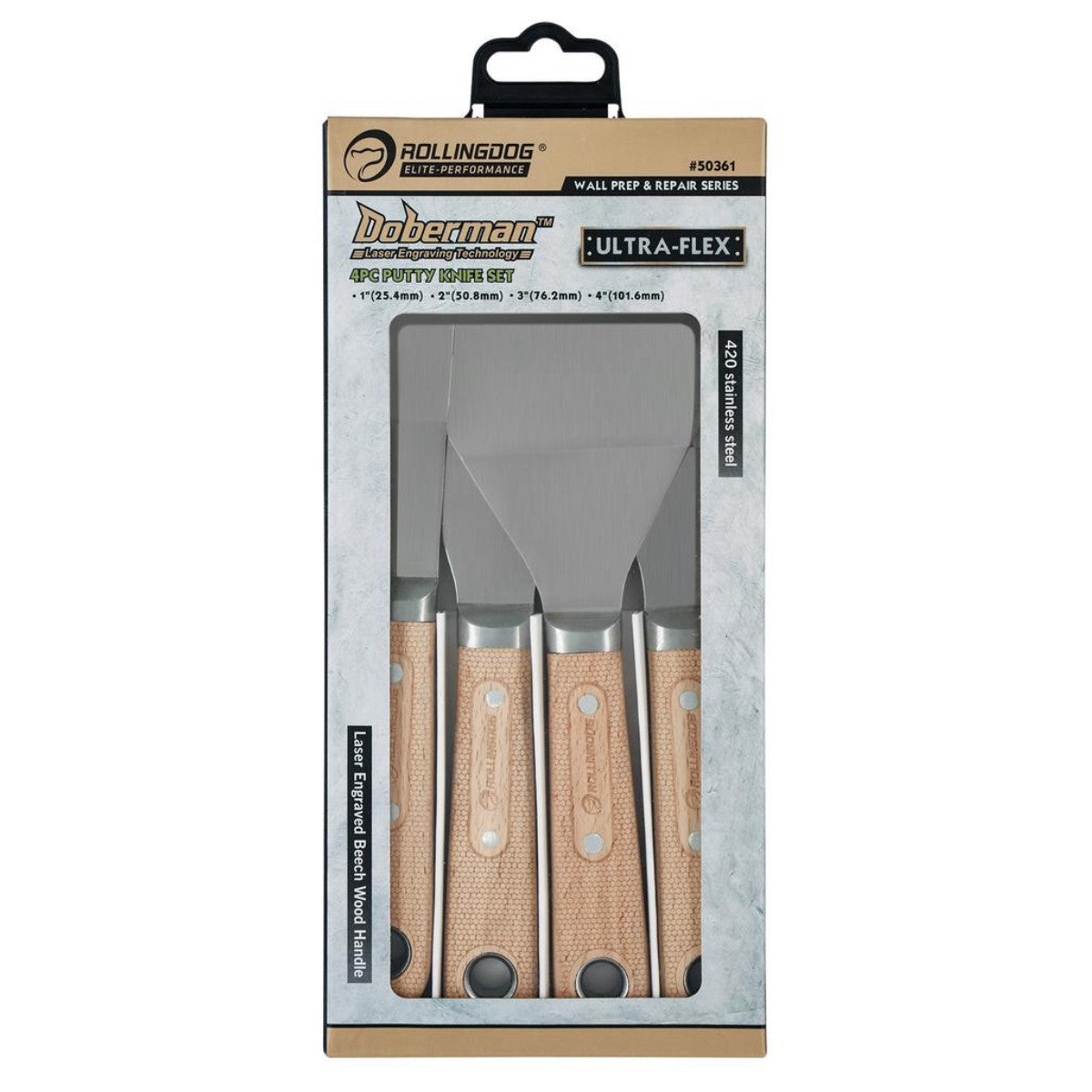 Rollingdog DOBERMAN Putty Knife Set (4 Piece) 09617