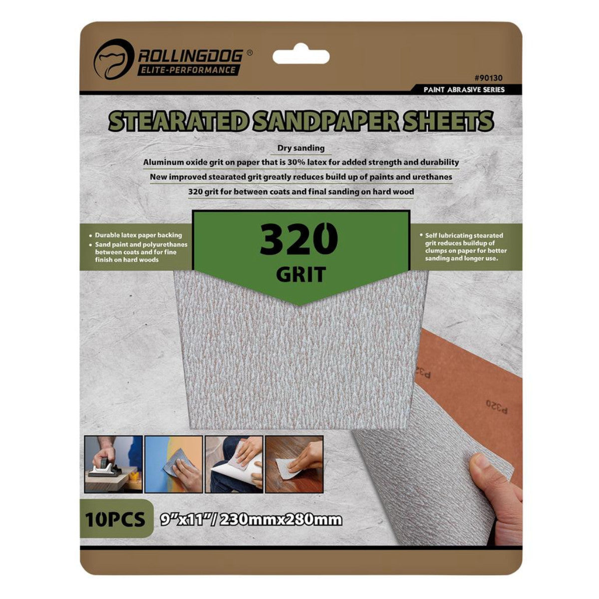 Rollingdog Stearated Sanding Sheets, 230 x 280mm, 320 Grit (Pack of 10) 09655