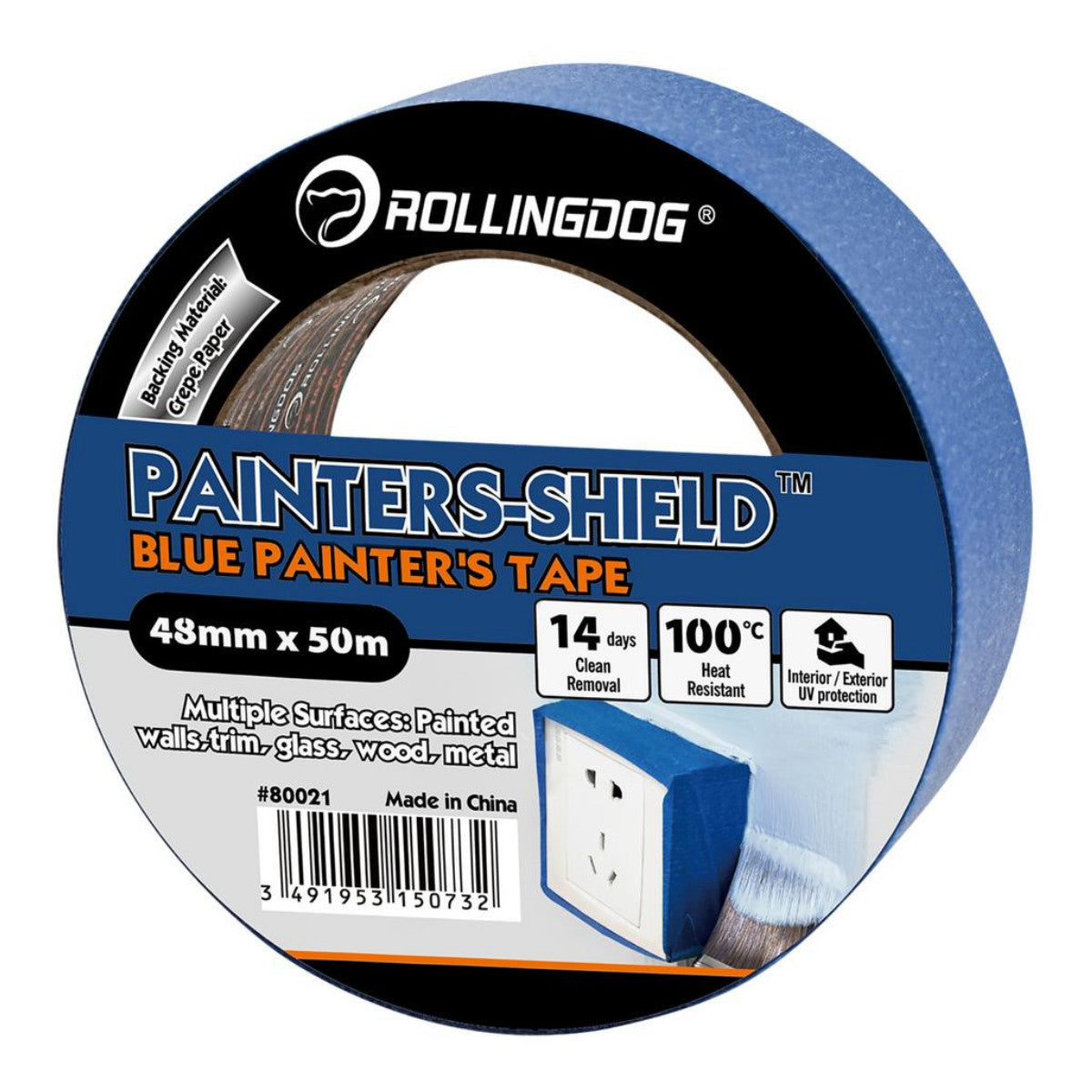 Rollingdog PAINTERS-SHIELD Blue Masking Tape, 50m x 48mm 09660