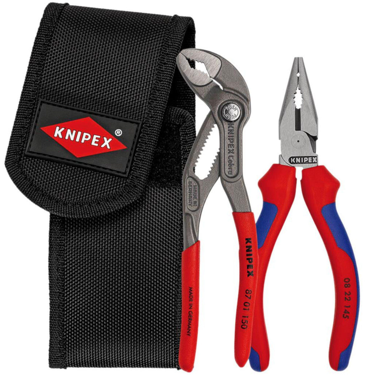 Knipex 00 20 72 V06 Mini Pliers Set in Belt Tool Pouch, 1 x 08 22 145, 1 x 87 01 150 10614