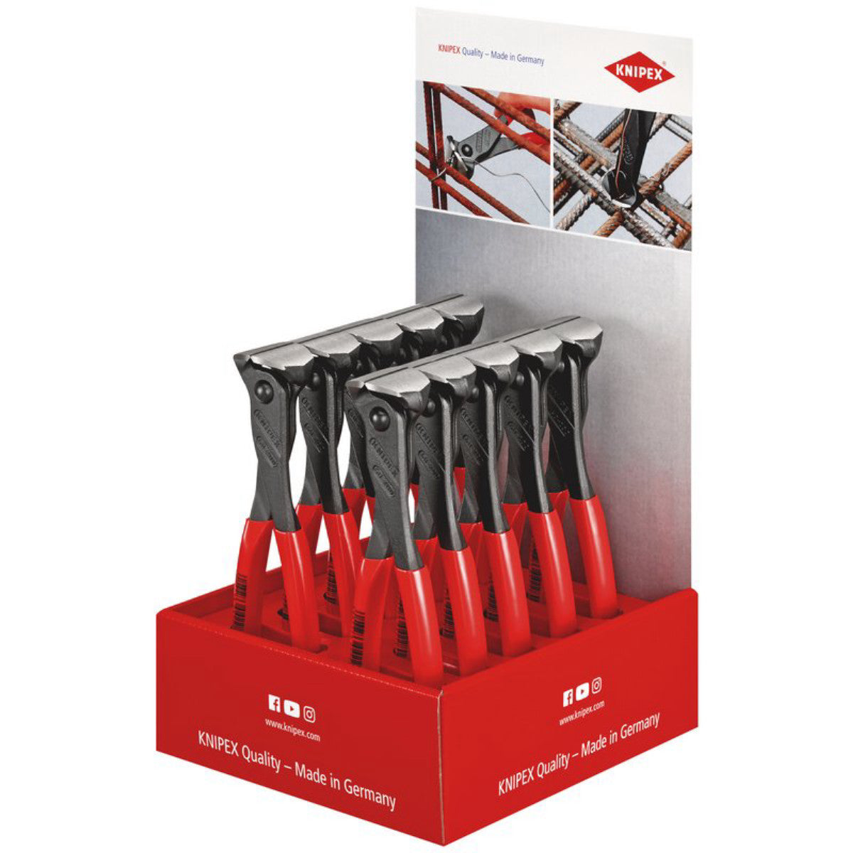 Knipex 00 18 01 V10 Counter Display of 68 01 200 End Cutting Nipper, 10 Parts, 200mm 10643