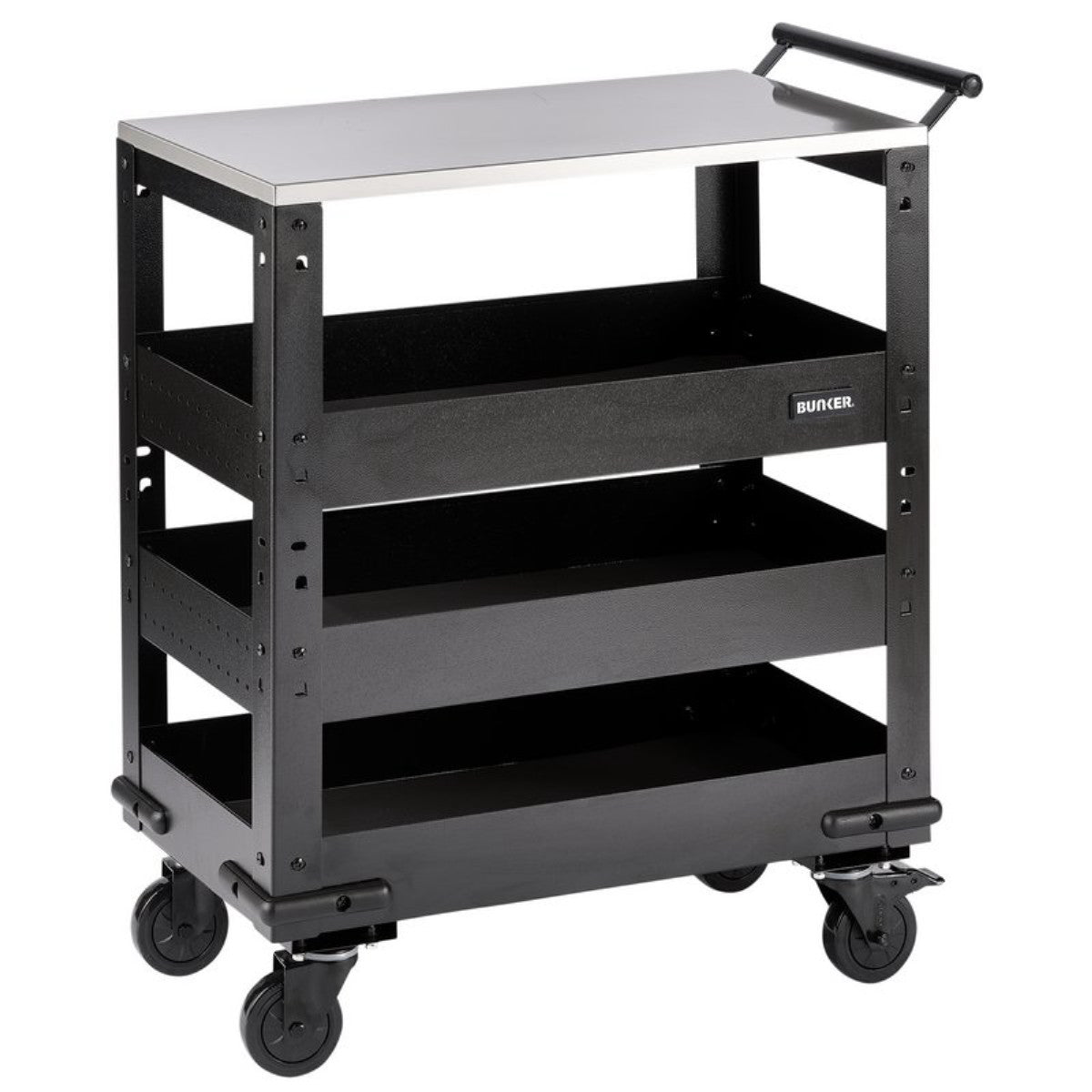 Bunker 3 Tier Trolley with Pull Handle and Stainless Steel Worktop, 714mm 11585