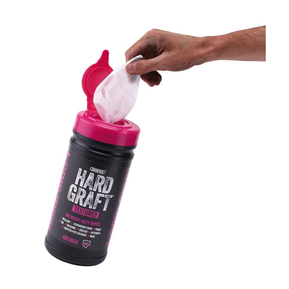 Draper Hard Graft Multipurpose Textured Wipes (Tub of 100) 12435
