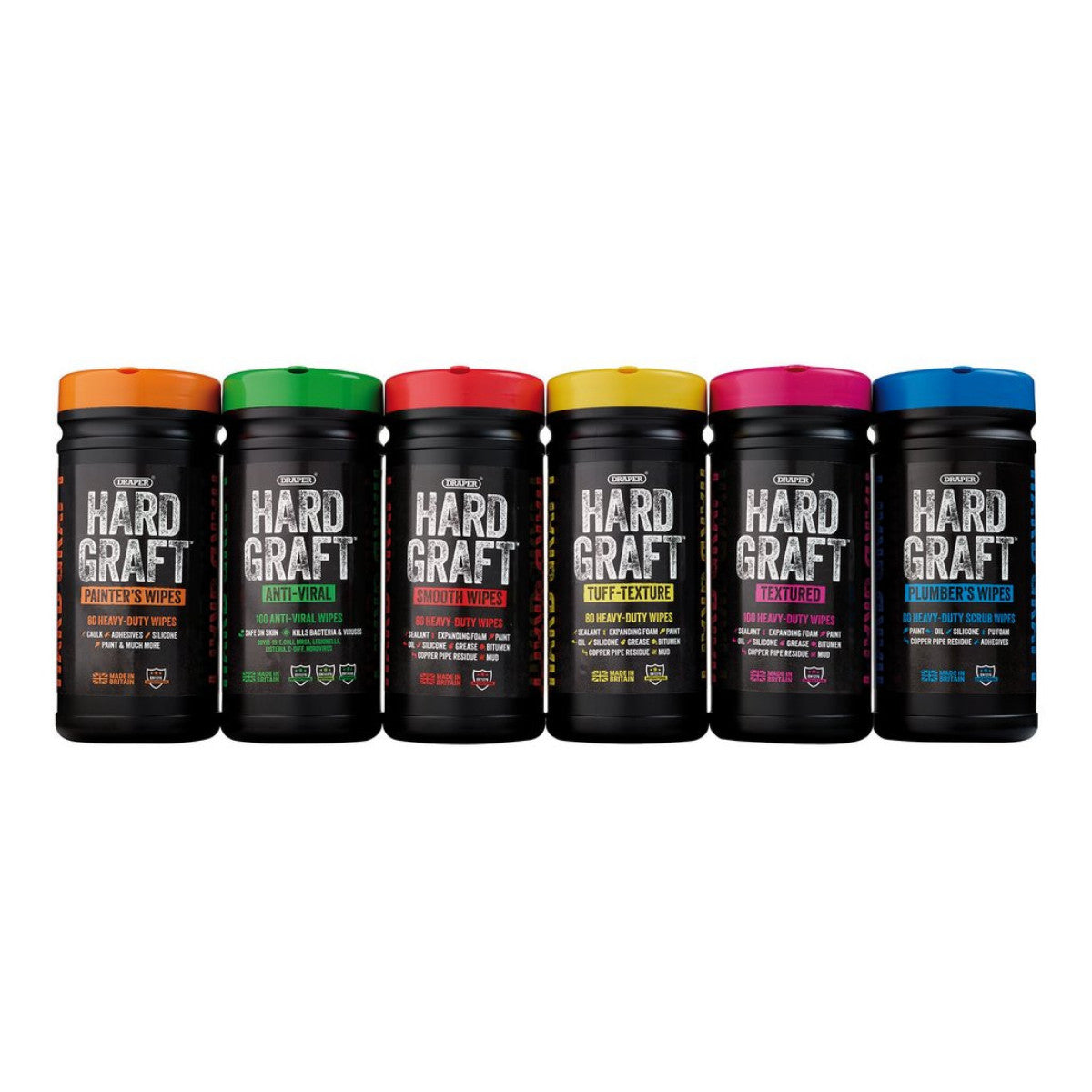 Draper Hard Graft Multipurpose Textured Wipes (Tub of 100) 12435