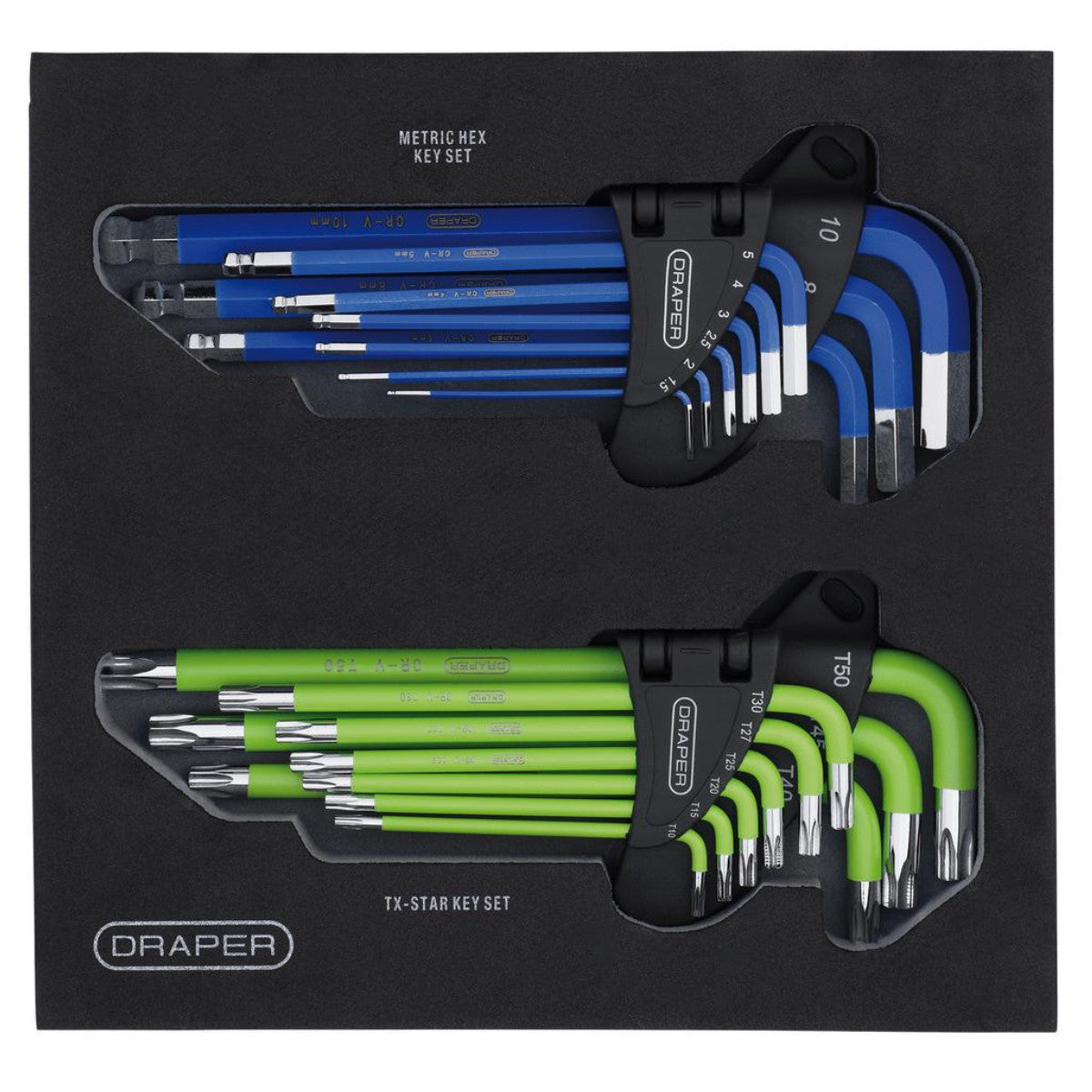 Draper TX-STAR Metric Ball End Hex Key Sets in Storage Tray (18 Piece) 12823