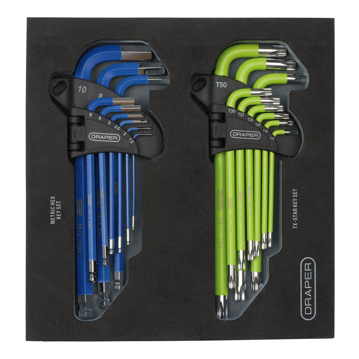 Draper TX-STAR Metric Ball End Hex Key Sets in Storage Tray (18 Piece) 12823