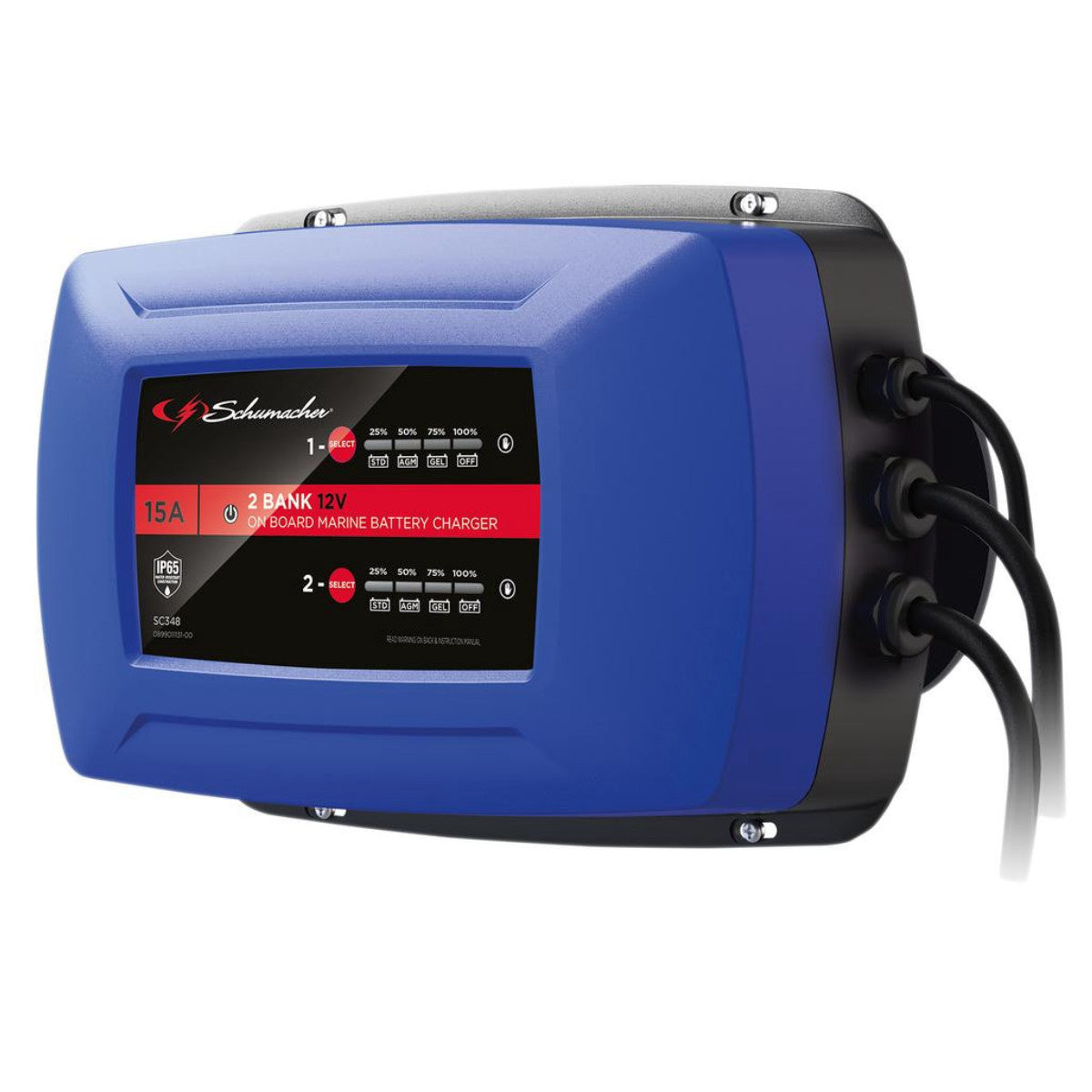 Schumacher SC348 2 Bank 12V On Board Marine Battery Charger, 15A 13102
