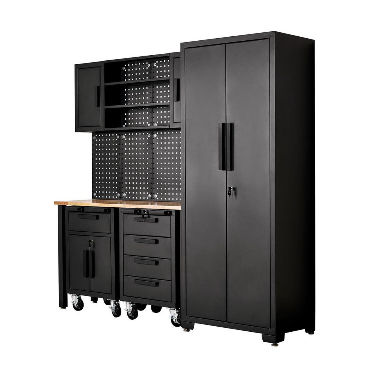 Draper Single Garage Workstation with Roller Cabinets 13269