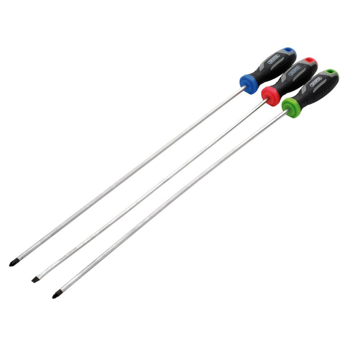 Draper Long Reach Soft Grip Screwdriver Set (3 Piece) 13429