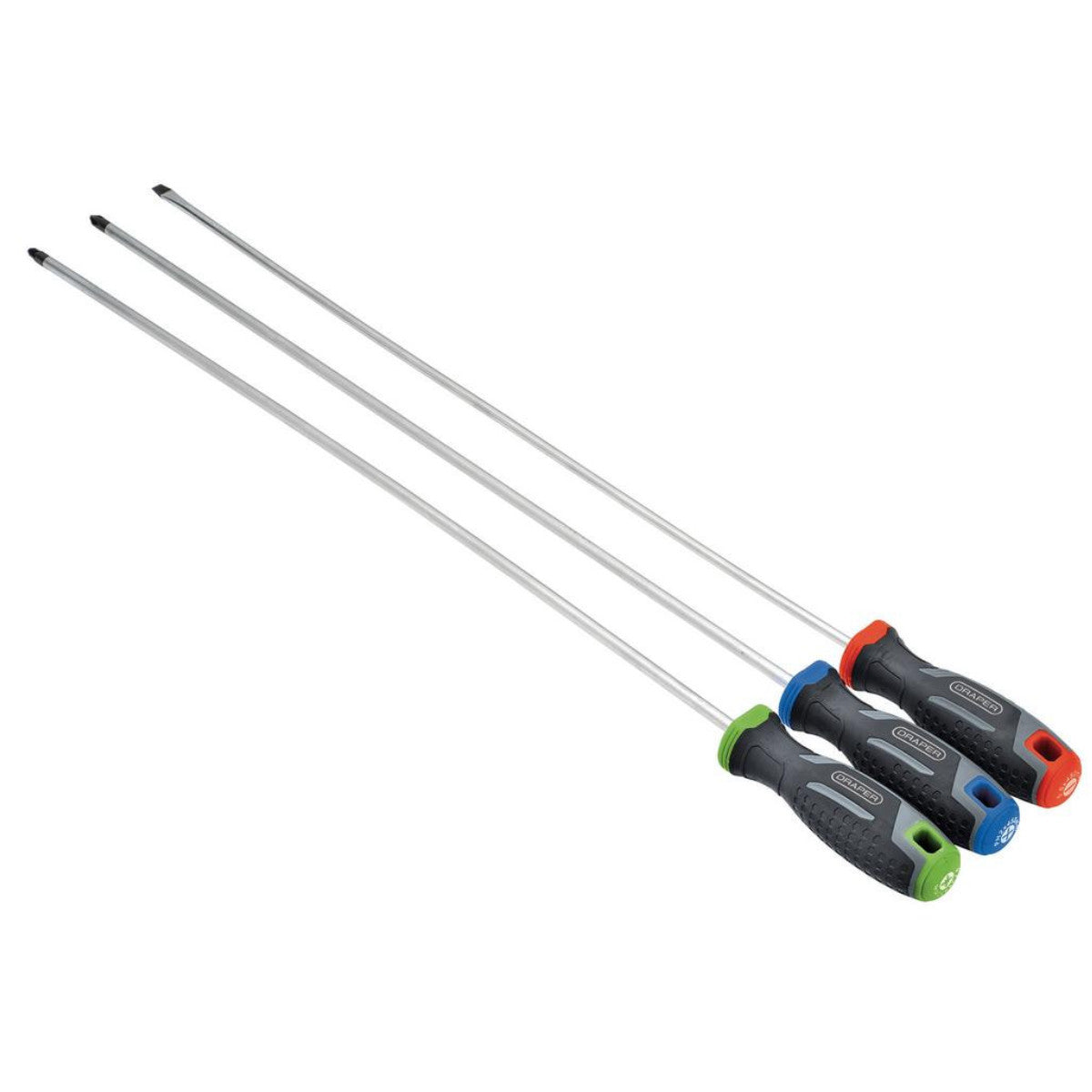 Draper Long Reach Soft Grip Screwdriver Set (3 Piece) 13429