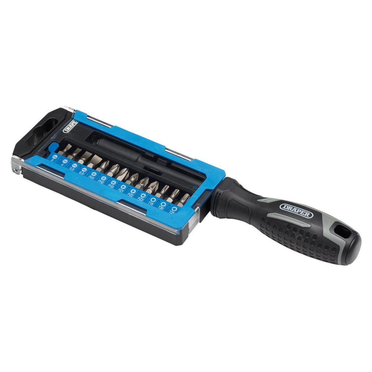 Draper Soft Grip Magnetic Screwdriver and Bit Set, 1/4" x 100mm (14 Piece) 13438