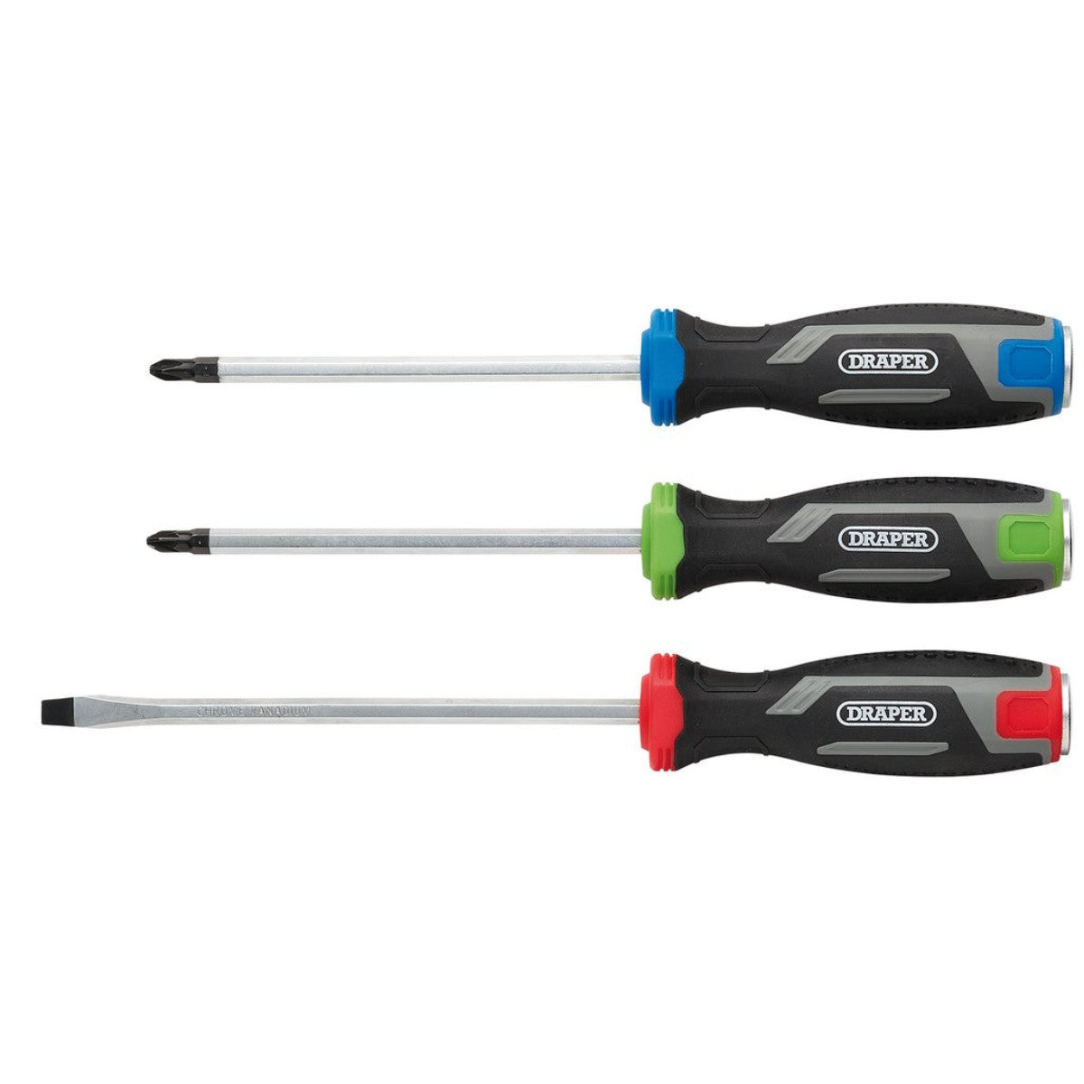 Draper Pound Thru Soft Grip Screwdriver Set (3 Piece) 13486