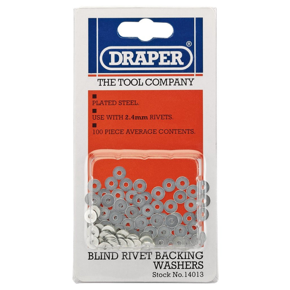 Draper Rivet Backing Washers, 2.4mm (100 Piece) 14013
