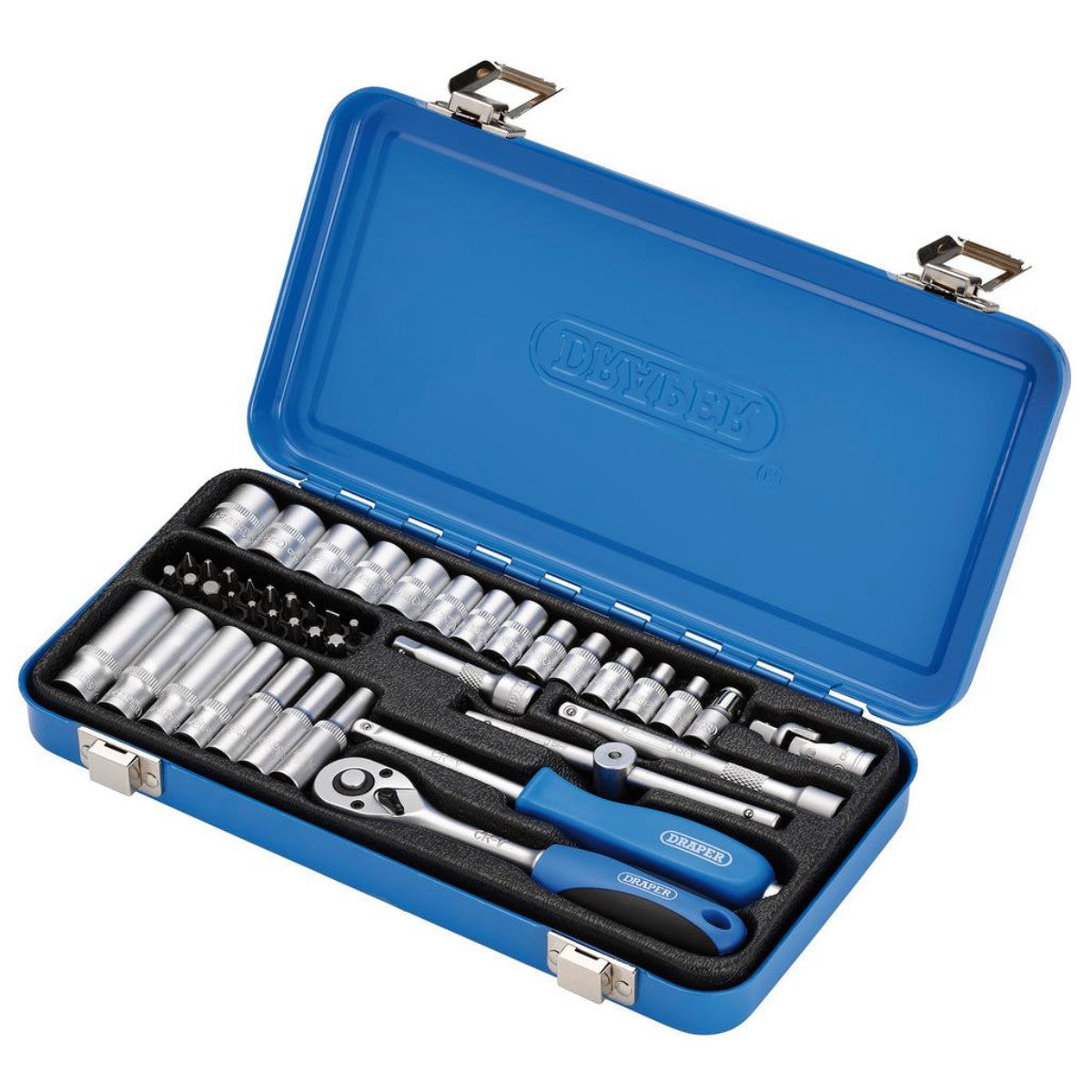 Draper Metric Socket Set in Metal Case, 1/4" Sq. Dr. (45 Piece) 16365