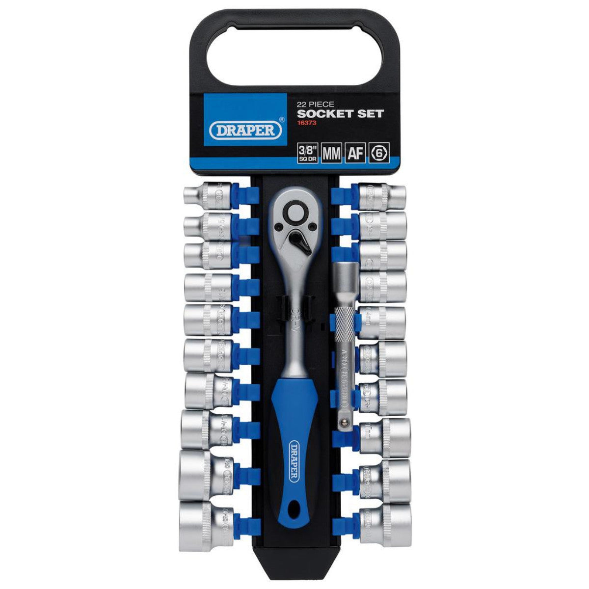 Draper Combined MM/AF Socket and Ratchet Set, 3/8" Sq. Dr. (22 Piece) 16373