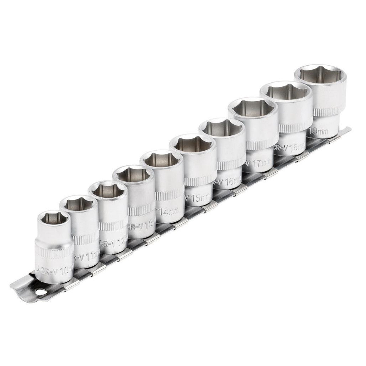 Draper Socket Set on Metal Rail, 3/8" Sq. Dr. (10 Piece) 16400