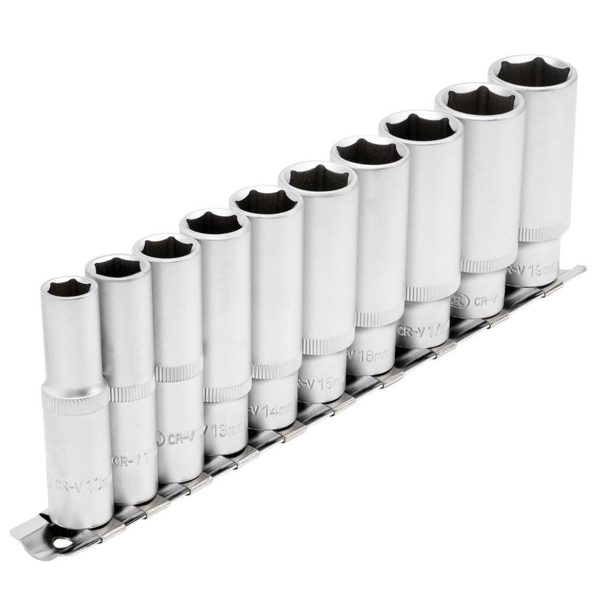 Draper Deep Socket Set on Metal Rail, 3/8" Sq. Dr. (10 Piece) 16401
