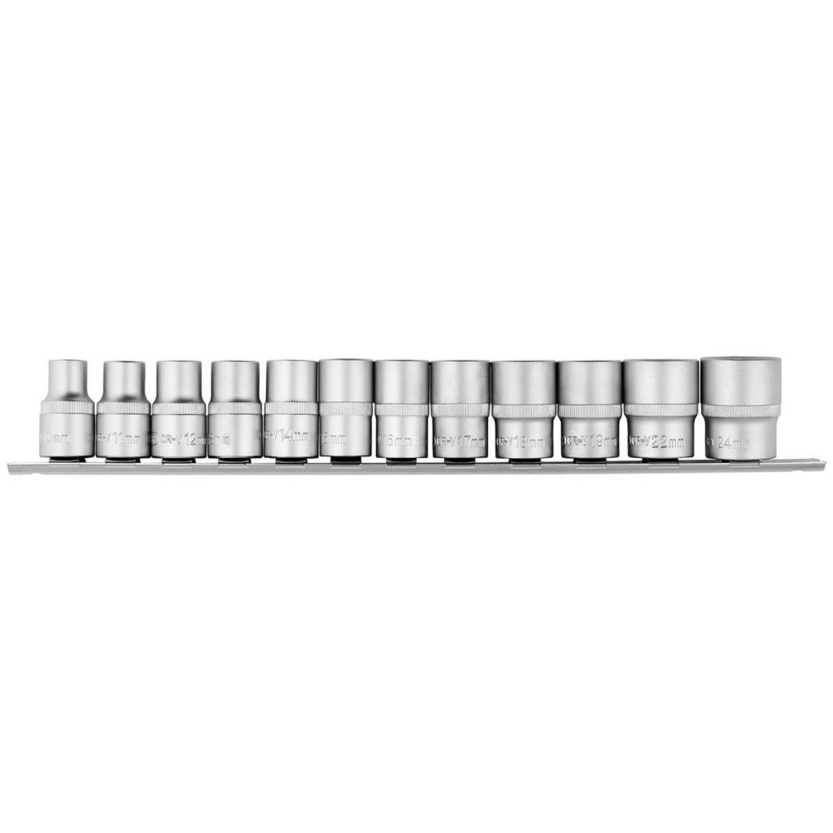 Draper Socket Set on Metal Rail, 1/2" Sq. Dr. (12 Piece) 16402