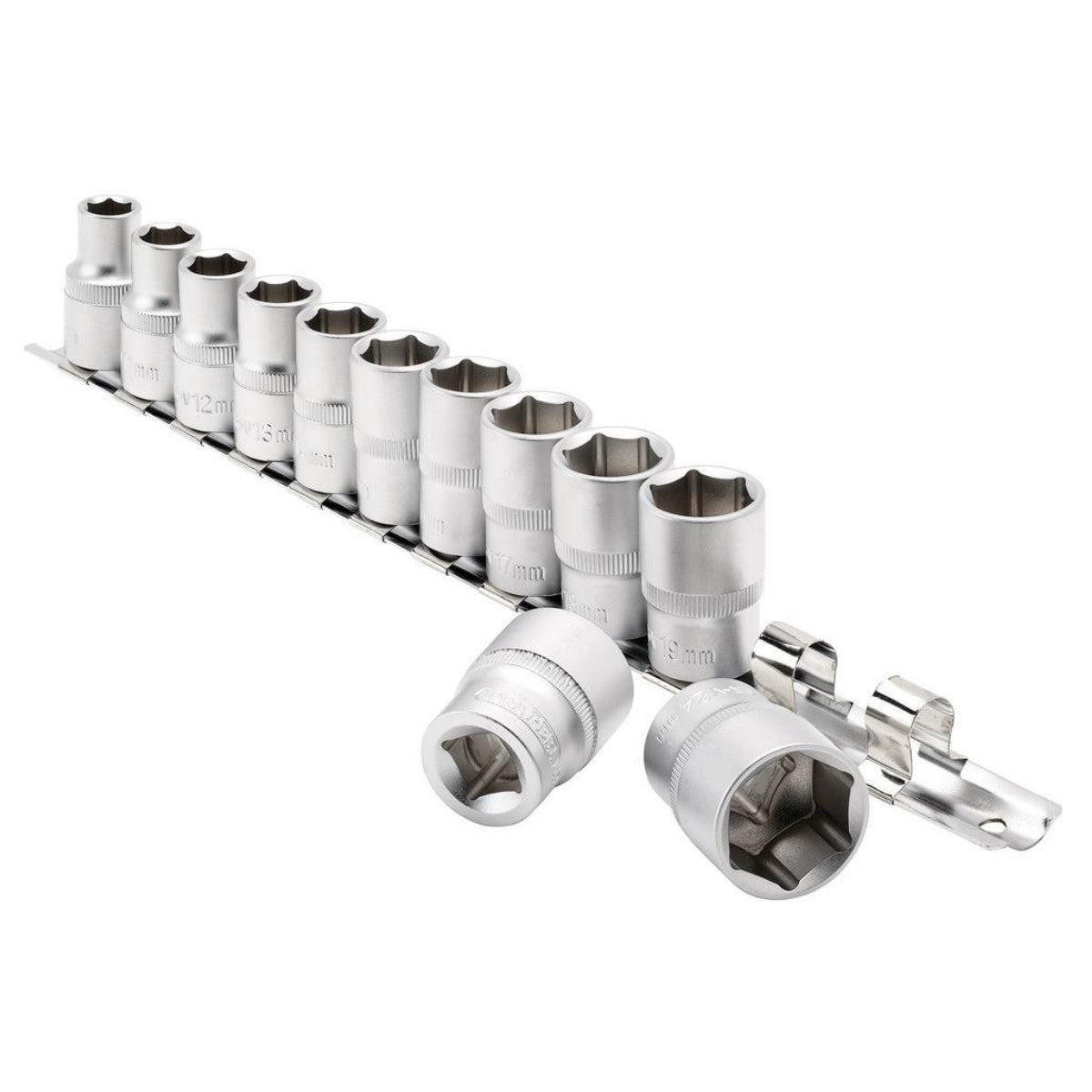 Draper Socket Set on Metal Rail, 1/2" Sq. Dr. (12 Piece) 16402