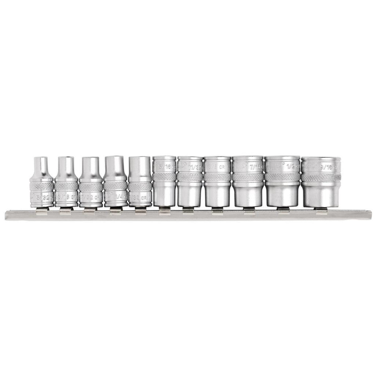 Draper Expert Imperial Socket Set on a Metal Rail, 1/4" Sq. Dr. (11 Piece) 16488