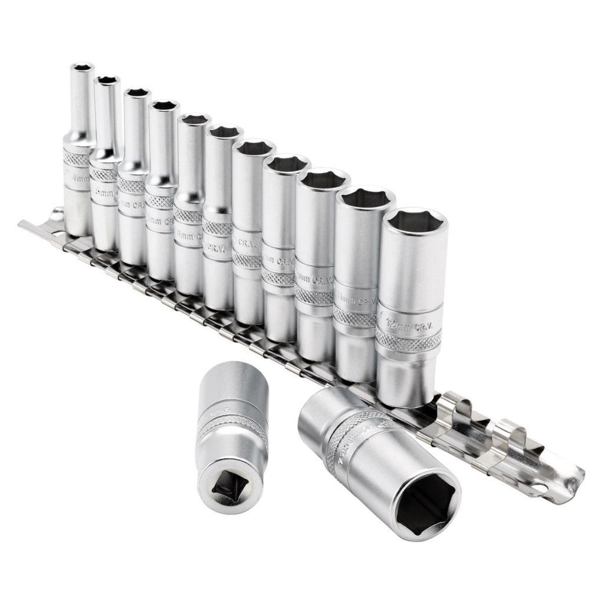 Draper Expert Deep Metric Socket Set on a Metal Rail, 1/4" Sq. Dr. (13 Piece) 16490
