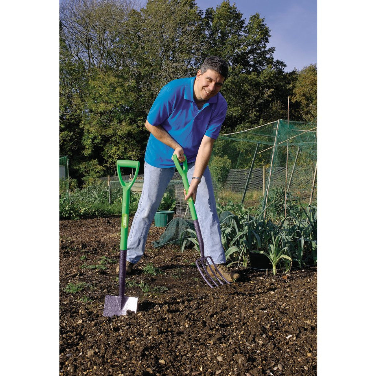 Draper Carbon Steel Garden Fork and Spade Set, Green 16566