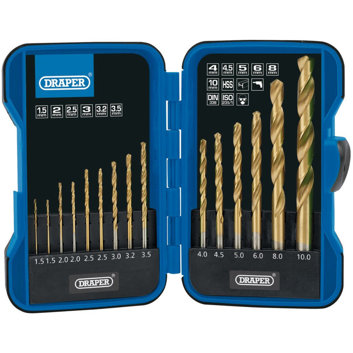 Draper HSS Titanium Nitride Coated Drill Bit Set (15 Piece) 18549