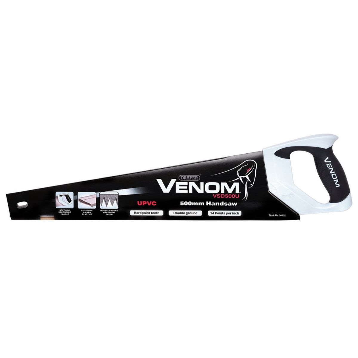 Draper Venom UPVC Handsaw, 500mm, 13tpi/14ppi 20338