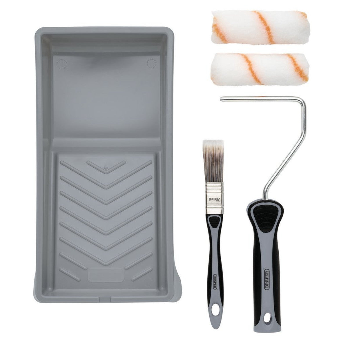 Draper Medium Pile Polyester Paint Roller and Brush Set with Soft Grip (5 Piece) 20796