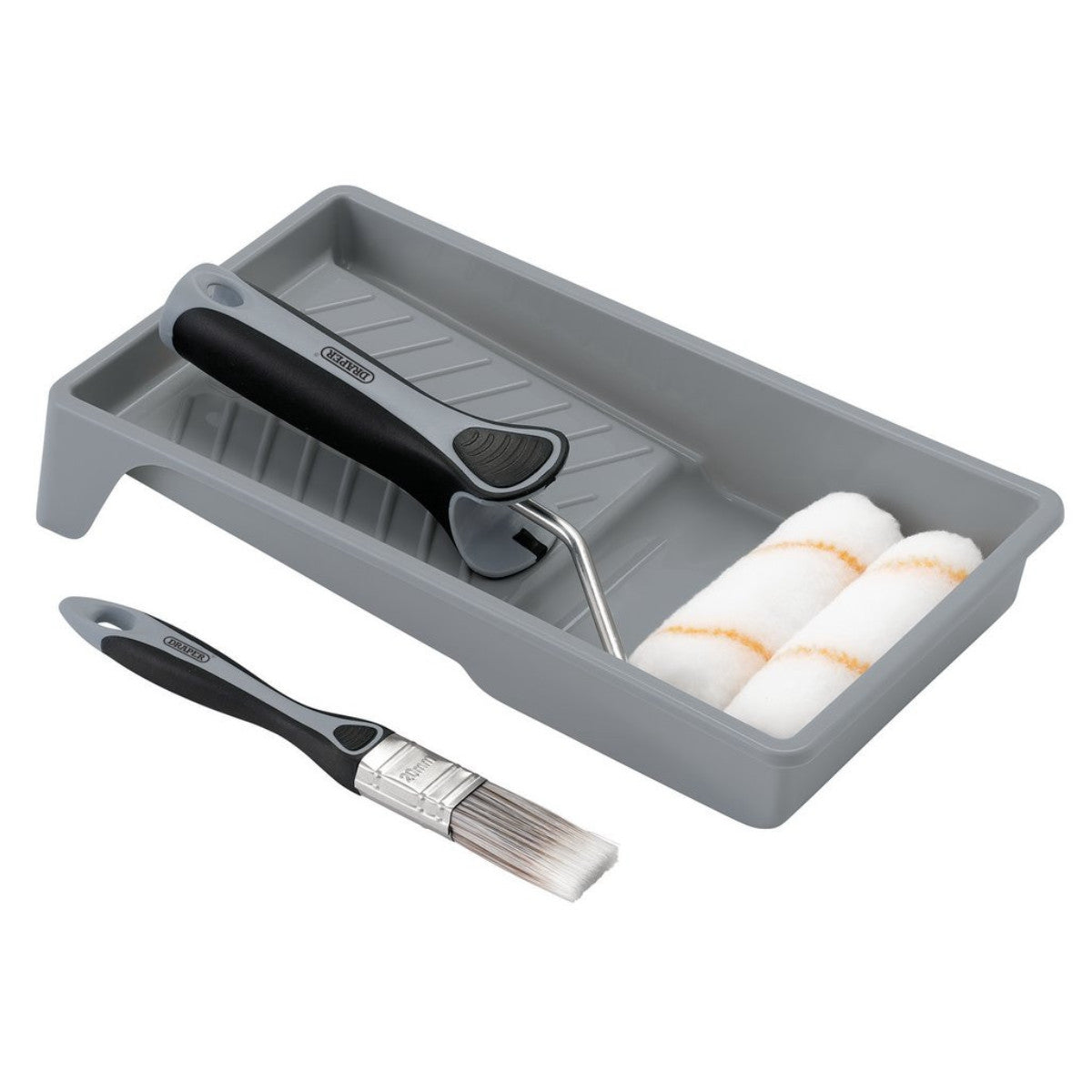 Draper Medium Pile Polyester Paint Roller and Brush Set with Soft Grip (5 Piece) 20796