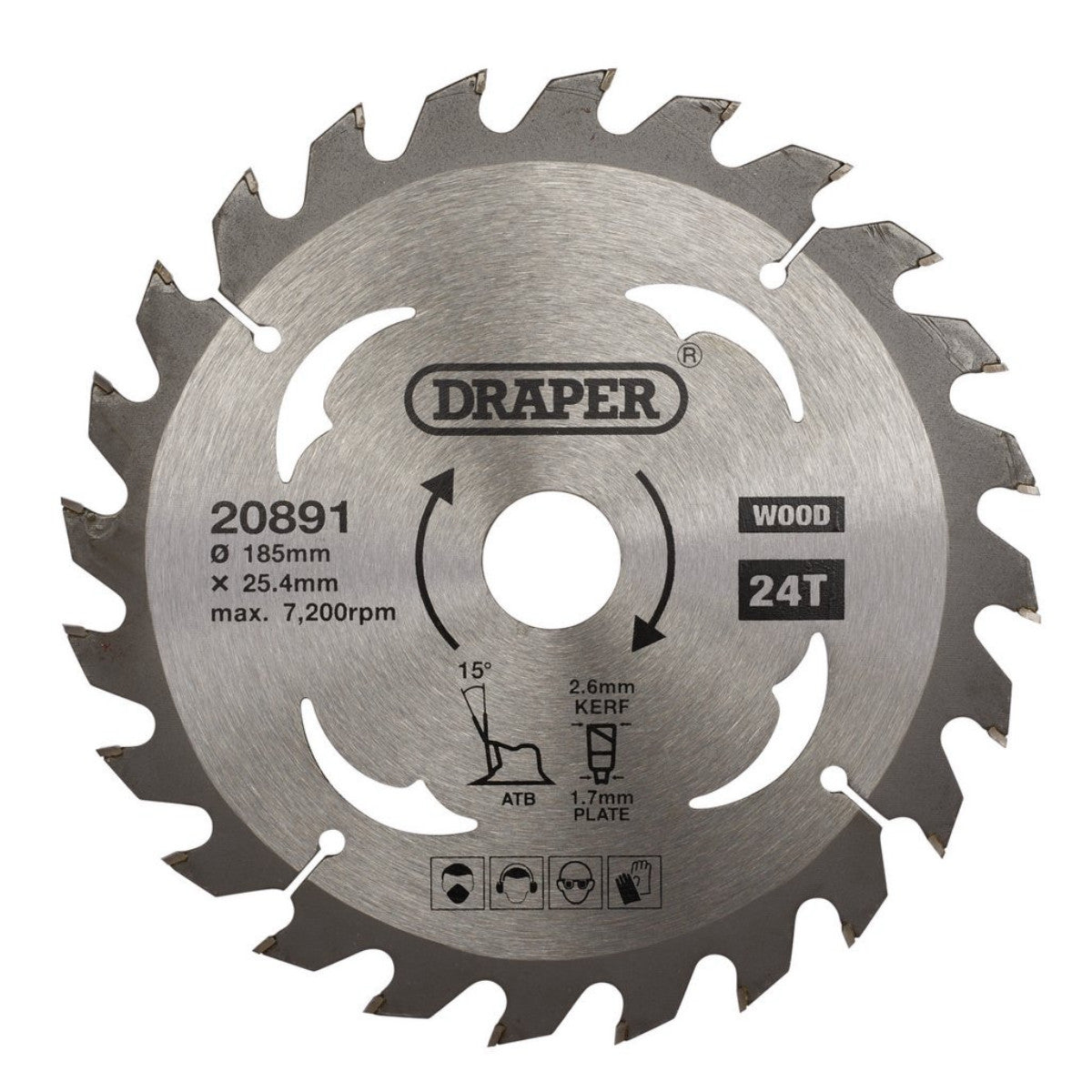 Draper TCT Circular Saw Blade for Wood, 185 x 25.4mm, 24T 20891