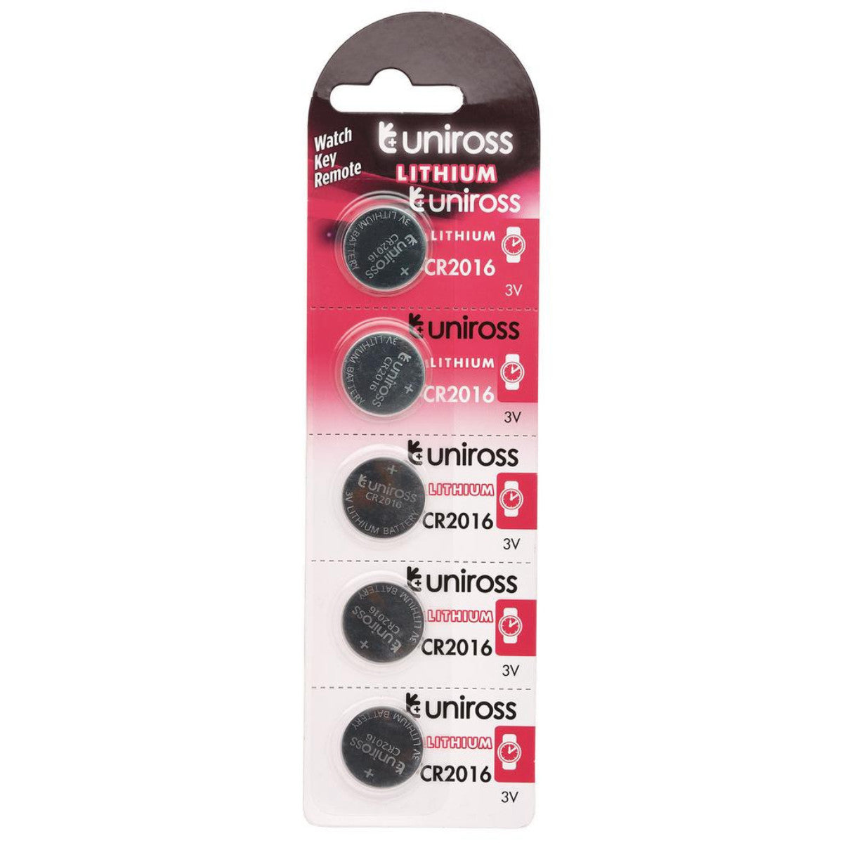 Uniross Lithium Coin Cell CR2016 Batteries (Pack of 5) 21598