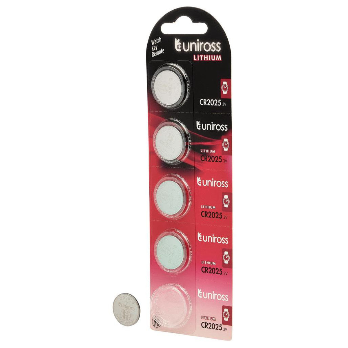 Uniross Lithium Coin Cell CR2025 Batteries (Pack of 5) 21599