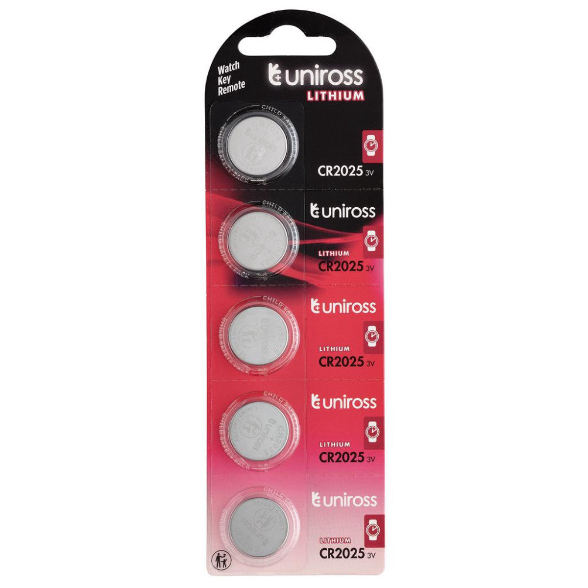 Uniross Lithium Coin Cell CR2025 Batteries (Pack of 5) 21599