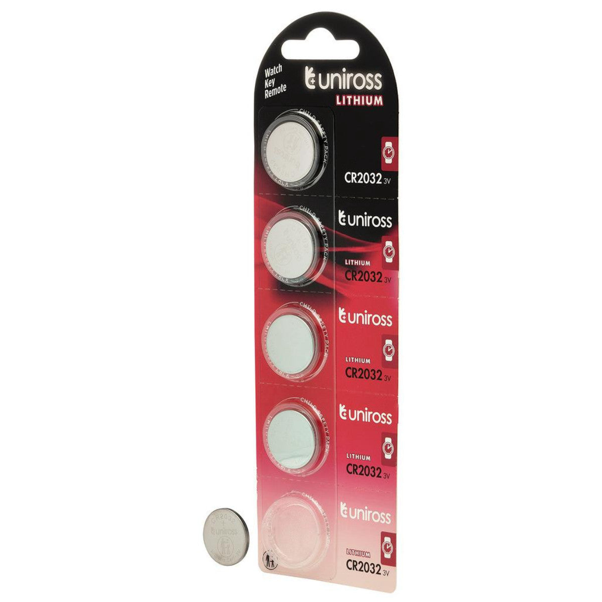Uniross Lithium Coin Cell CR2032 Batteries (Pack of 5) 21600