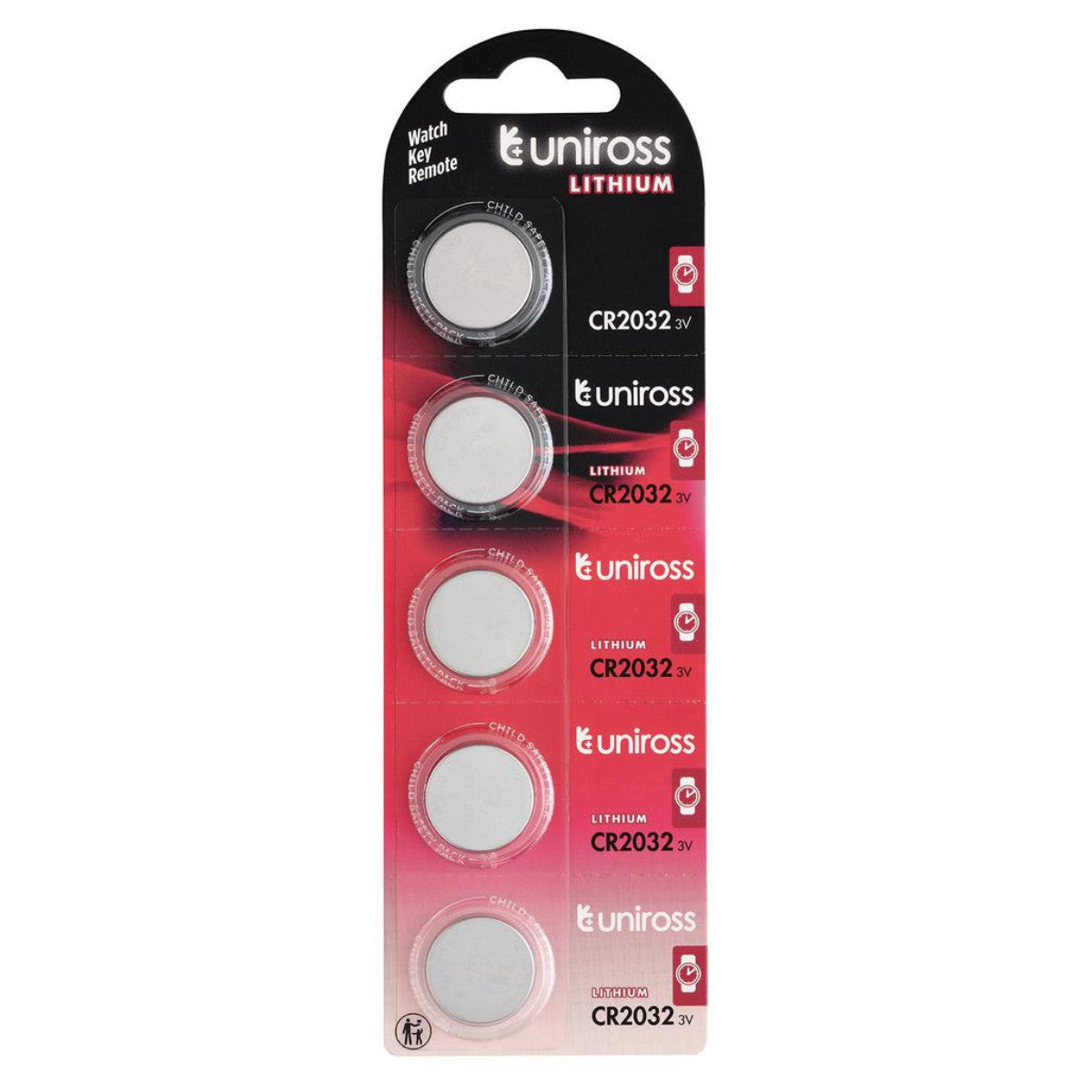 Uniross Lithium Coin Cell CR2032 Batteries (Pack of 5) 21600