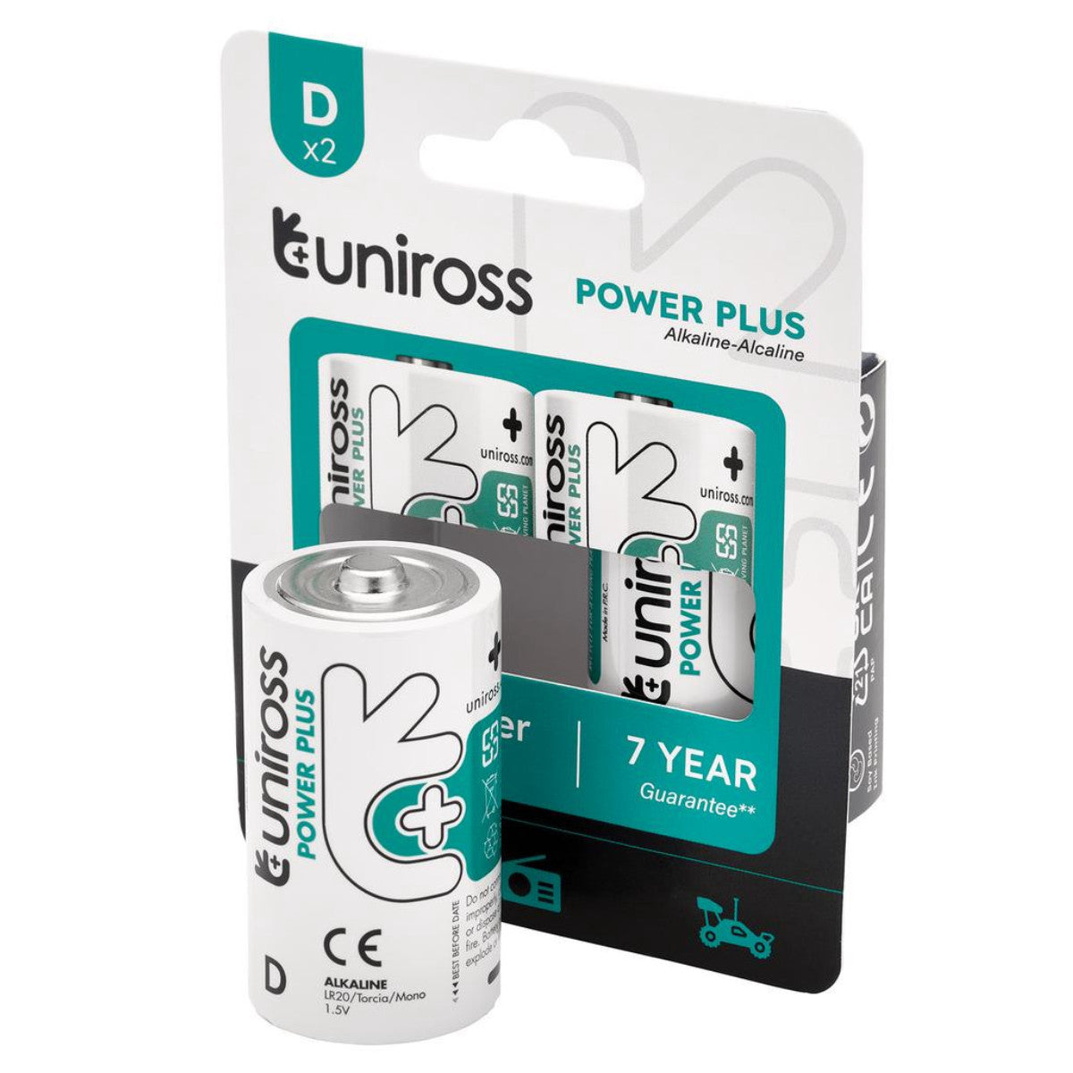 Uniross LR20 D Power Plus Alkaline Batteries (Pack of 2) 21616