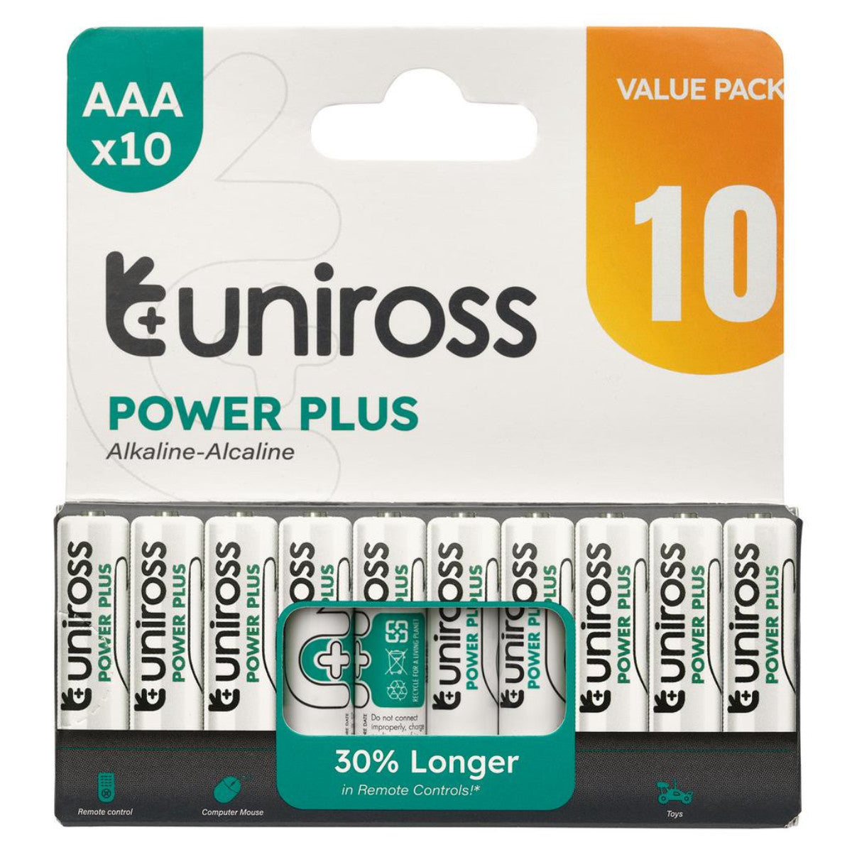 Uniross LR03 AAA Power Plus Alkaline Batteries (Pack of 10) 21695