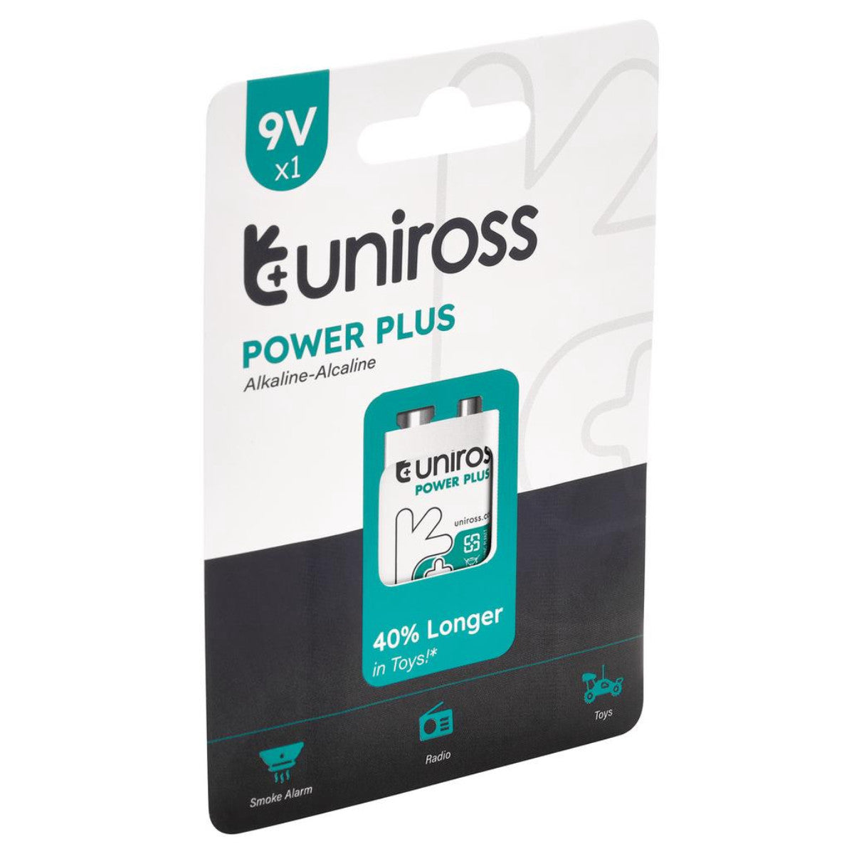 Uniross 6LR61 9V Power Plus Alkaline Battery 21696