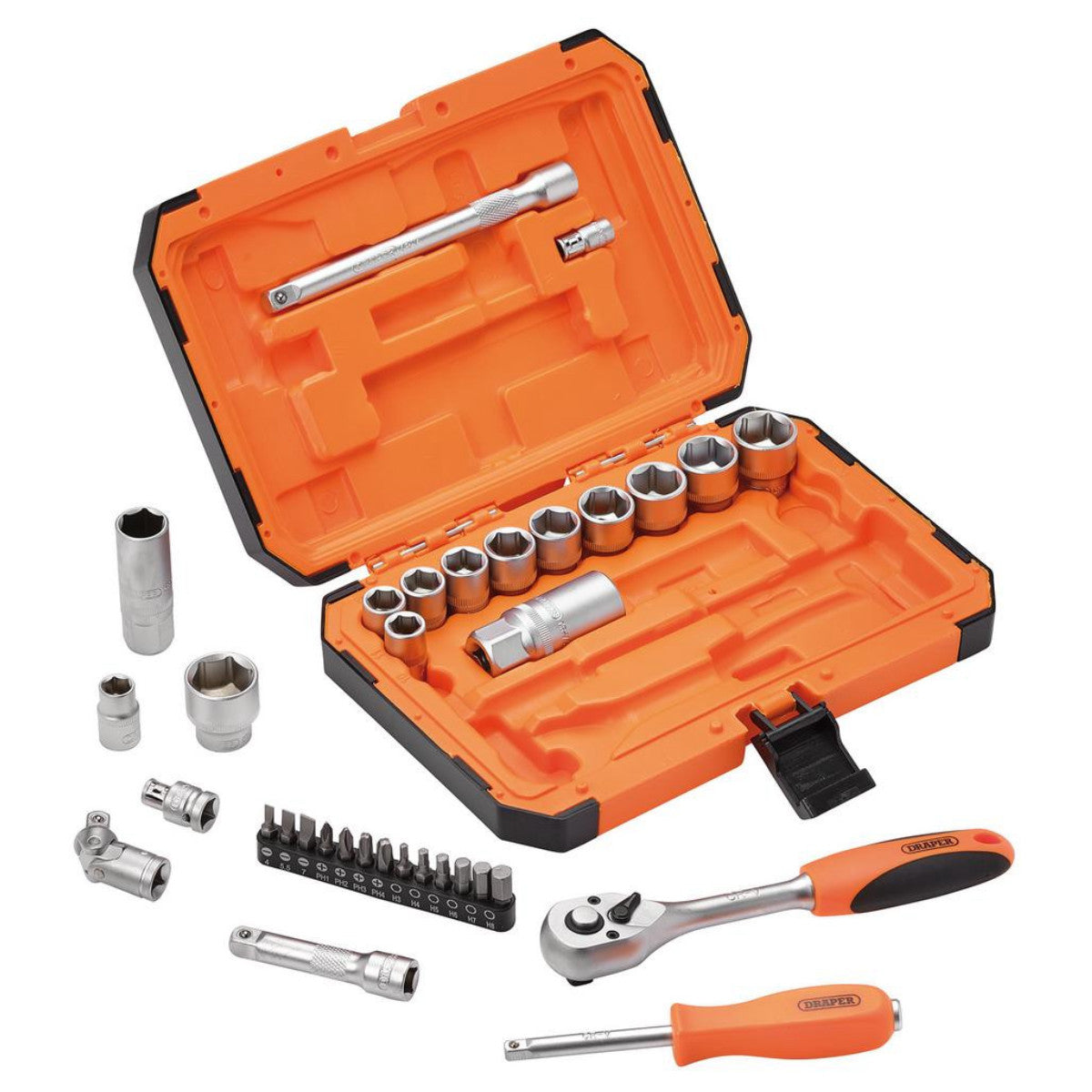 Draper HI-TORQ 6 Point Socket Set, 1/4" and 3/8" (34 Piece) 22110